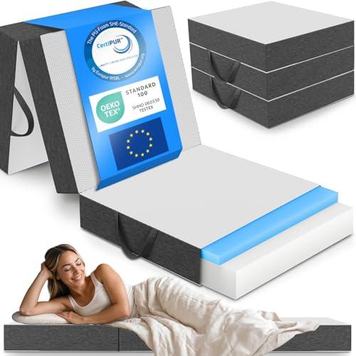 ELONEO matelas pliable 1 personne mousse visco 15 cm, 90x200