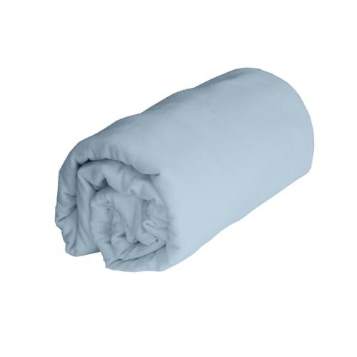 Duquennoy & Lepers Drap-housse flanelle coton 160x200 bleu, bonnet 30 cm